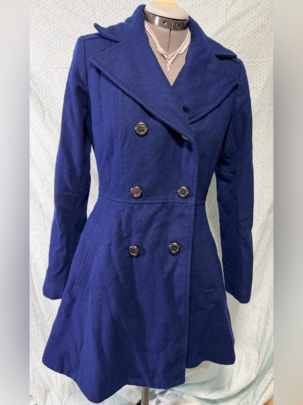 Anne Klein Navy Blue Coat with Satin Lining